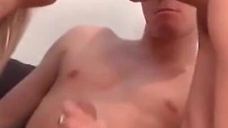 Sexy blonde pussy fucking big dick sucking threesome cum in mouth