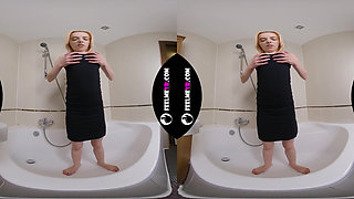 Thumbelina Masturbates in Shower Fly on the Wall Vr180