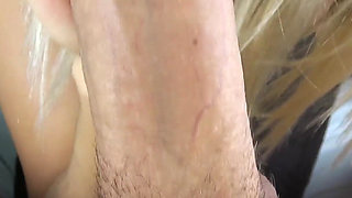 Cute teen deepthroat and gagging cum for monster cock!