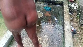 Desi Housewife Outdoor Shower Anal Fuck with Big Tits and Big Ass