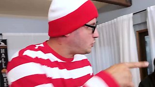 Trick or treat foursome with girlfriends