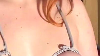Tits Bondage and Dirty Talk, Orgasm with Nipple Pumps and Vibrator