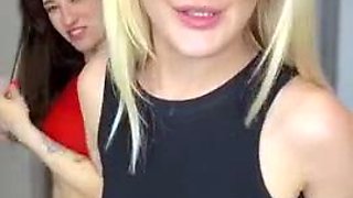 Amateur horny young blonde fingering pussy