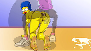 Wife Cheats on Her Husband with a Fitness Trainer. Cartoon. Simpsons Parody