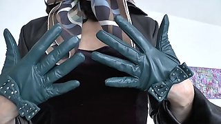 POV: Intense gasoline leather gloves sniffing, cumming on gloves and licking clean