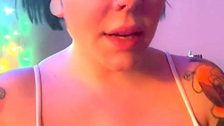 Glamour babe with big boobs masturbates in lingerie