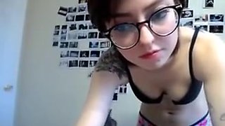 Geeky college girl pert tits nipples big fat cubby cameltoe pussy