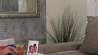 Super Hot Incredibly Beautiful Big Tits Perfect Body Blonde Girl Plays with Domino Stones to Flash Pussy Andass