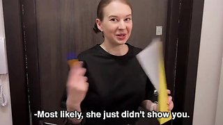 Teen sexshop worker knocked on his door and ended up fucked POV
