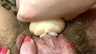 Huge clit fake vagina masturbation closeup wet orgasm fetish hairy