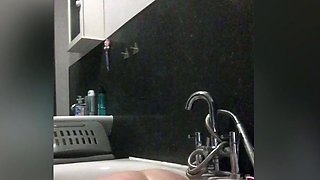 Hot ass brunette teen sucks stiff pecker under shower