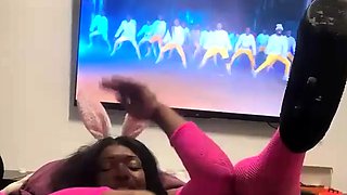 Busty ebony slut get creampie after hard missionary pounding