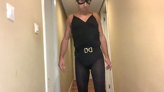 With my wife's brown stiletto heel ankle boots