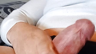 I cum banging my cock with a belt and saying insults