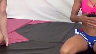 Ebony and Blonde Beauty in Their Wrestling