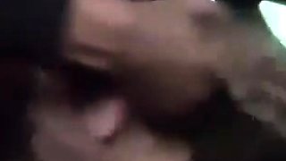 Interracial blowjob outdoors from bikini slut