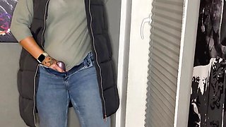 Masturbation stand jeans I cum twice multiple orgasms clitoris satisfyer wet horny wet