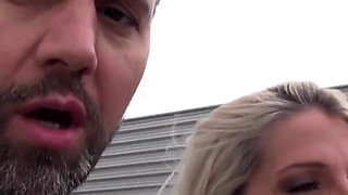Stunning tattooed blonde fucked outdoor by a big black cock