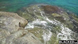 Skinny teen girl crazy interracial sex on the beach