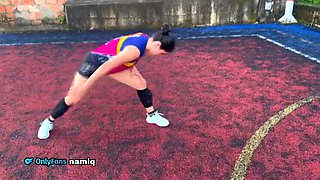 Roxxan the Pro Volleyball Player Gets Fucked Hard in Public Bathroom - Creampie, Big Ass, Squirting MILF