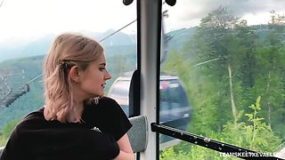 Best cable car blowjob by blond girlfriend with big knockers Eva Elfie
