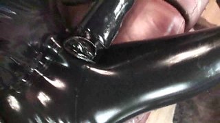 Sweet girl gets fucked through ripped rubber suit