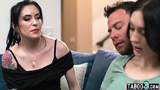 Guy having intercourse his coach next to his wife