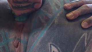 Burlesque Tattoo Beauty with Big Boobs Gives Anal Fuck with Strap-on