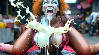 She Bites Apple in Public, Cum Pours Out