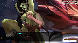 Big Boobs Giant Orc Woman Dirty Outdoor Sex and Pussy Creampie - Cartoon Animated Porn Game - What a Legend! - Part 25