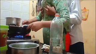 Indian Desi Young Wife Cooking in the Kitchen and Fucked by Her Brother-in-law xlx