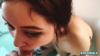Horny Lissa sucks thick dick