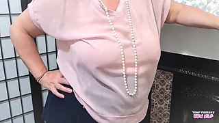BBW MILF Aunt Jane Gets Her Pantyhose Ruined With Cum - Amateur Homemade