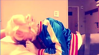 Harley Quinn Crossdresser Blowjob and Swallow