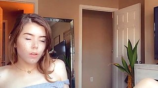 Petite small tit babe with perfect pussy masturbates