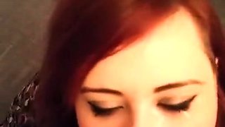 Very yummy amateur redhead blowjob