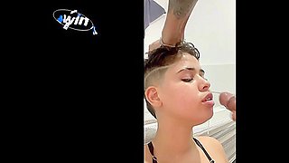 Latina inexperienced Karine rails Felipe's phat arse for a cumshot, yam-sized ass! Brazilians in heat, perfect