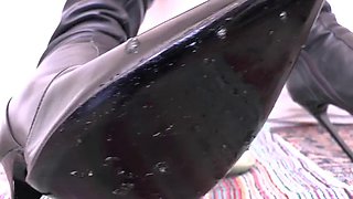 Smoking Mistress and Green Dessert From Boot Soles, POV Clip, Lady Victoria Valente in German