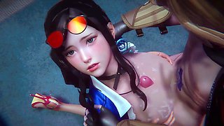 3d animation, korean cute girl, girls sexing