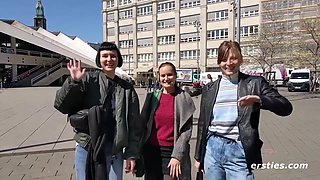 Three Hot Models Walk Around Berlin Before Having Lesbian