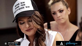 Girlsway - curious babes Kimmy Granger & Aj Applegate join a lesbo cult! aggressive orgy & squirting