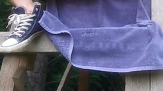 Red Dress, Spread Pussy & Anal Plug - Wild Solo on the Hunting Stand