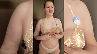 Try on - Golden Swimsuit in the Fitting Room
