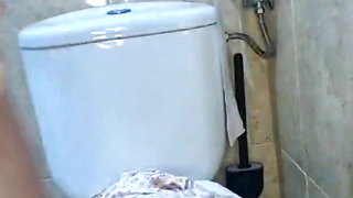 Big ass white riding toy in the toilet