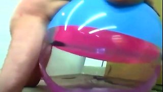 Daddy Plays with Inflatable Beach Ball Sex Toy