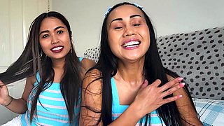 Thai lesbian MILF GFs big ass strapon