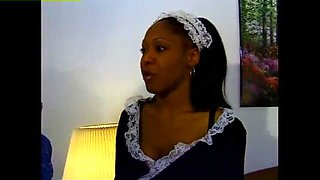 Black Maids #3 - Ebony French Maid Fucked Hard in Uniform by Interracial Threesome