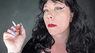 Lighting Match and Smoking American Spirit with Long Fingernails