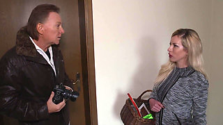 Old Daddy and Teen Blonde Fucking Outside