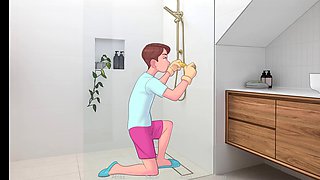 Japanese mom roleplays with her not son in steamy anime scene